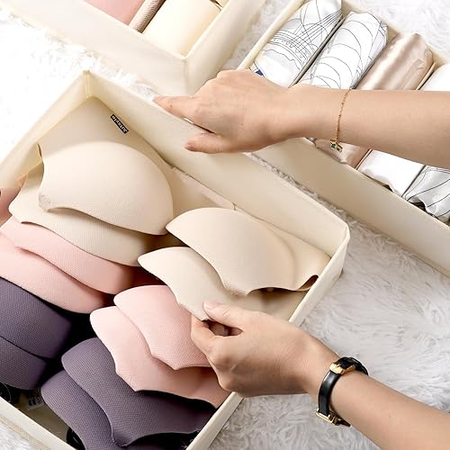 Miniatura 7 de Criusia Juego de 8 divisores organizadores de cajones para calcetines y ropa interior, organizadores plegables de armario y contenedores de