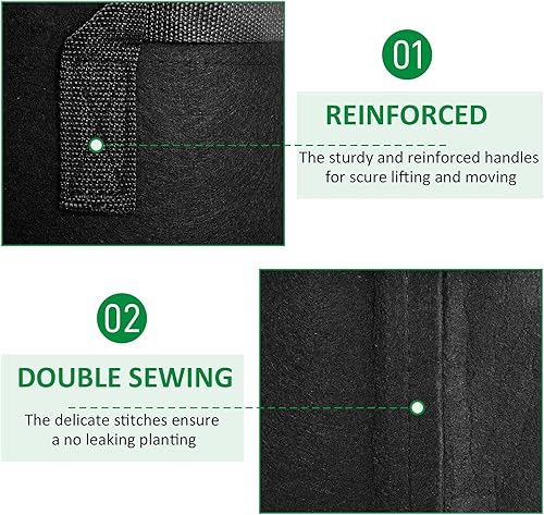 Miniatura 3 de JNYONG NYONG - Paquete de 12 bolsas de cultivo no tejidas gruesas de 25 galones, macetas de tela de aireación con asas (negro)