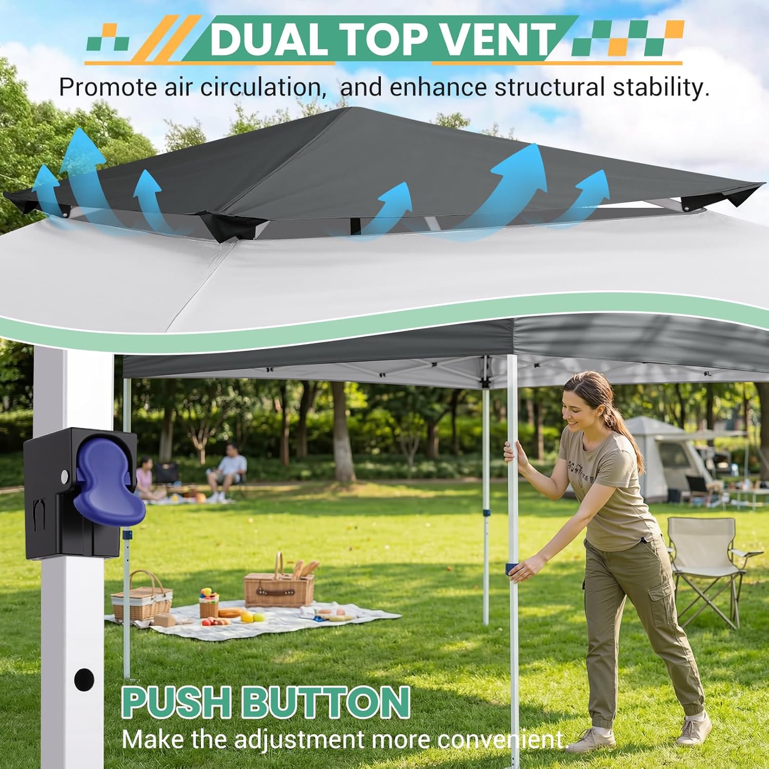 COBIZI 10x10 Pop Up Gazebo with Mosquito Netting, One Push Easy Up Canopy with Dual Vent Roof, Waterproof&UV 50+ Screen Tent Outdoor Gazebo for Backyard, Patio, Commercial Event, Light Gray&Gray