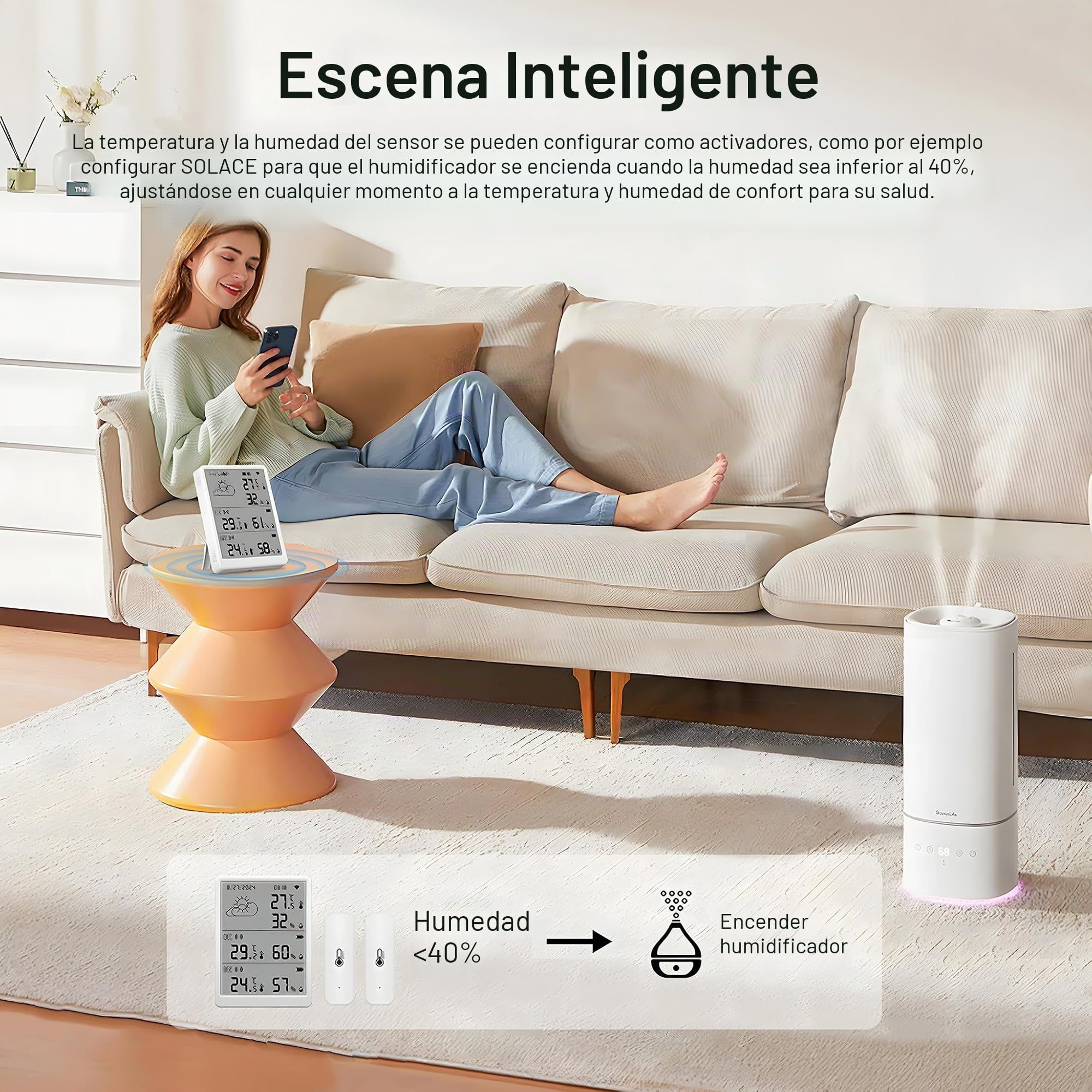 Termómetro higrómetro WiFi, sensor de temperatura y humedad por aplicación, alcance de 100 m, compatible con Alexa (4 sensores + estación base)