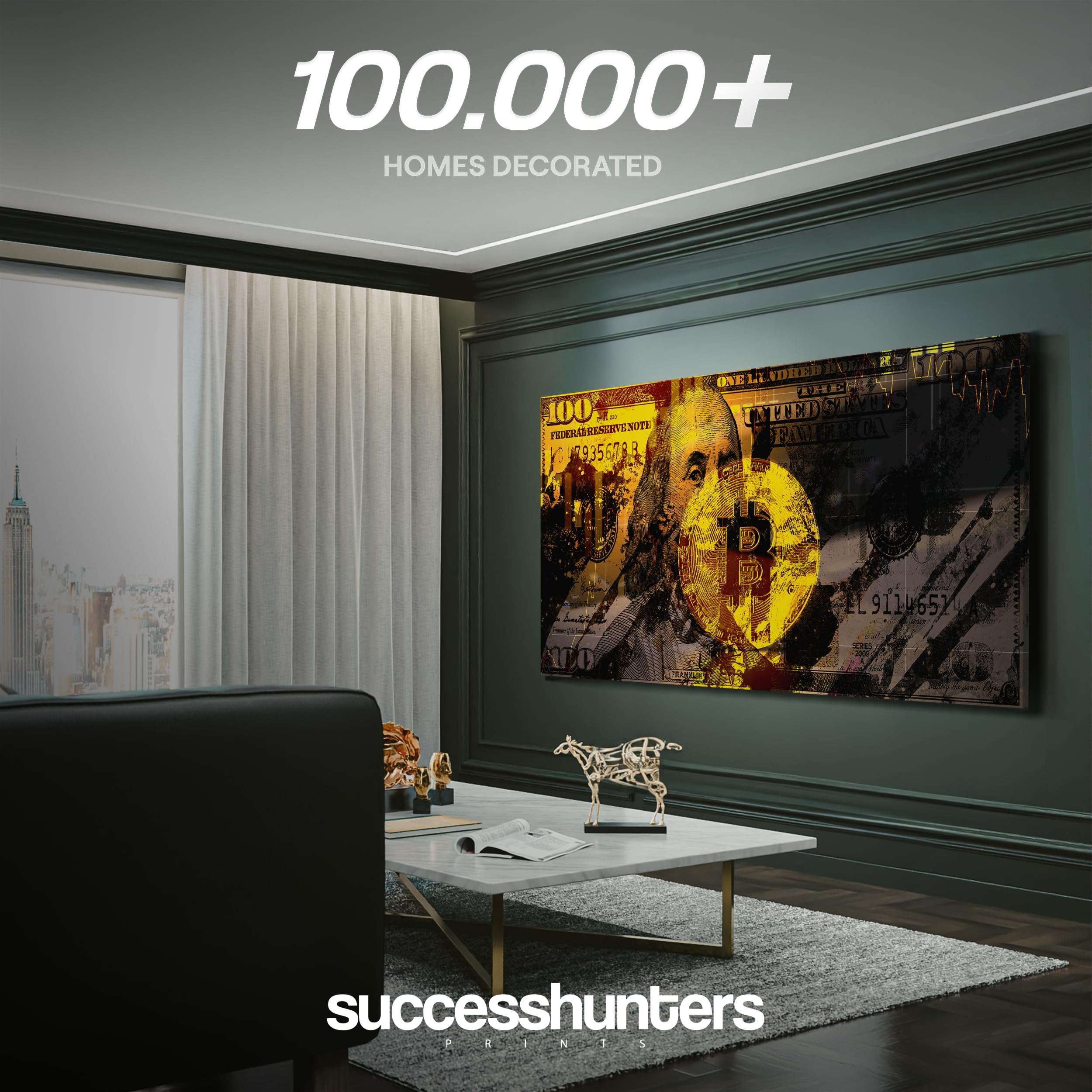 Amazon.com: SuccessHunters 100 Dollar Bill Bitcoin Wall Art Canvas Office  Decor, Cryptocurrency Print, BTC Crypto Print, 100 Dollar Bill Money Art,  Bitcoin Coin Sign, Blockchain Artwork (15