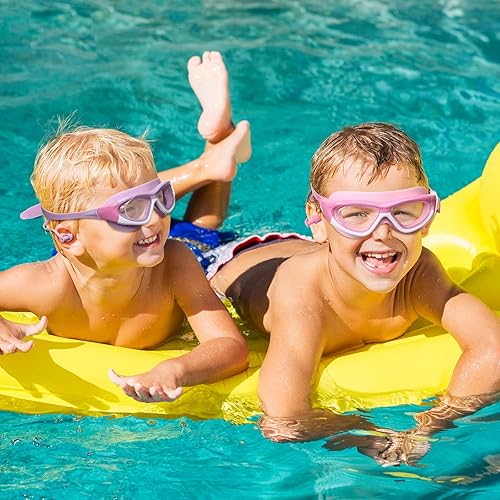 Miniatura 6 de Kathfly 3 gafas de natación con tapones para los oídos y clip para la nariz gafas para niños de 3 a 12 años antiniebla sin fugas impermeables gafas