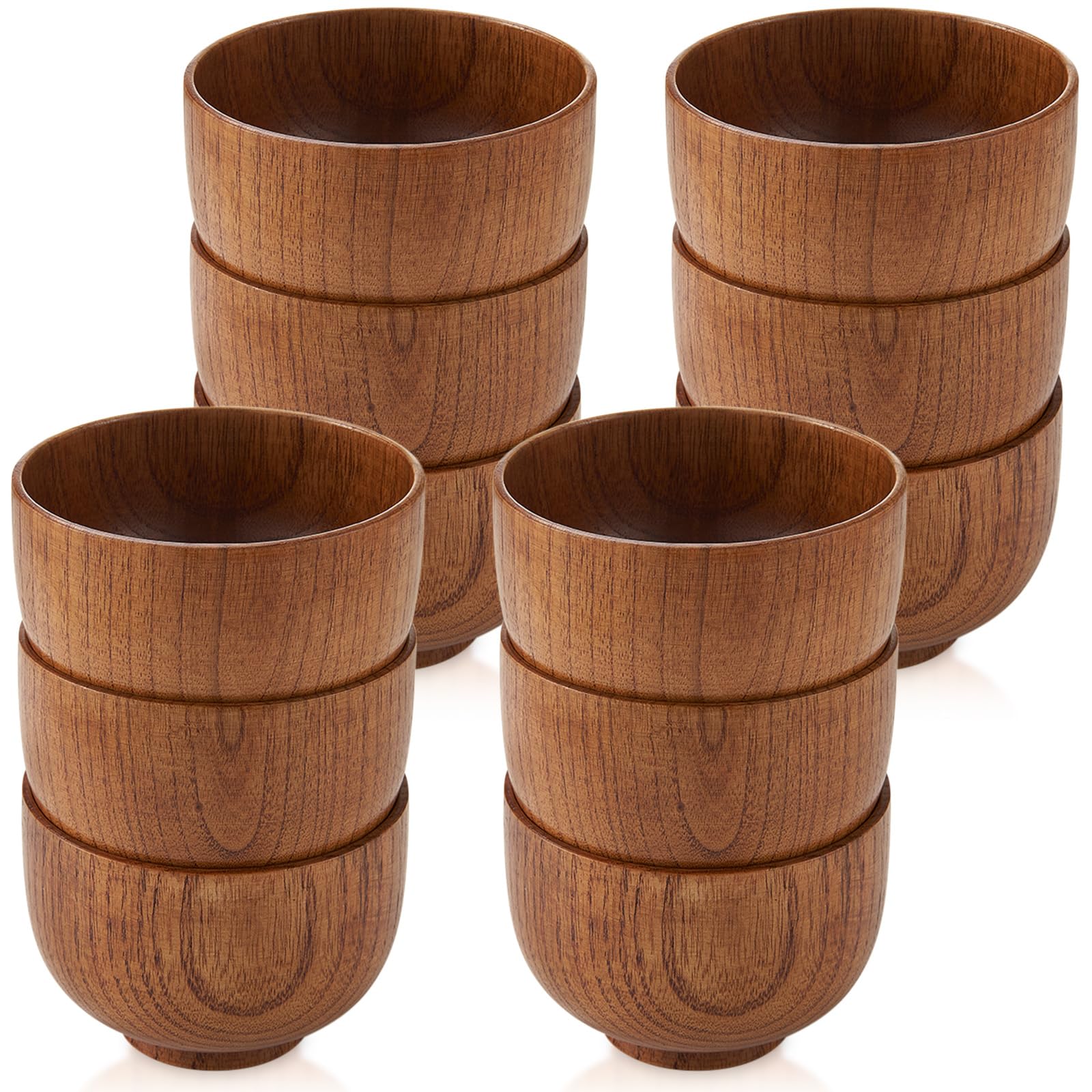 Photo 1 of Tioncy 12 Pcs Acacia Wood Small Bowls 3.74 x 2.56 Inch Wooden Bowls Japanese Cups for Food Dipping Sauce Soup Salad Rice Serving Decorations Charcuterie Boards