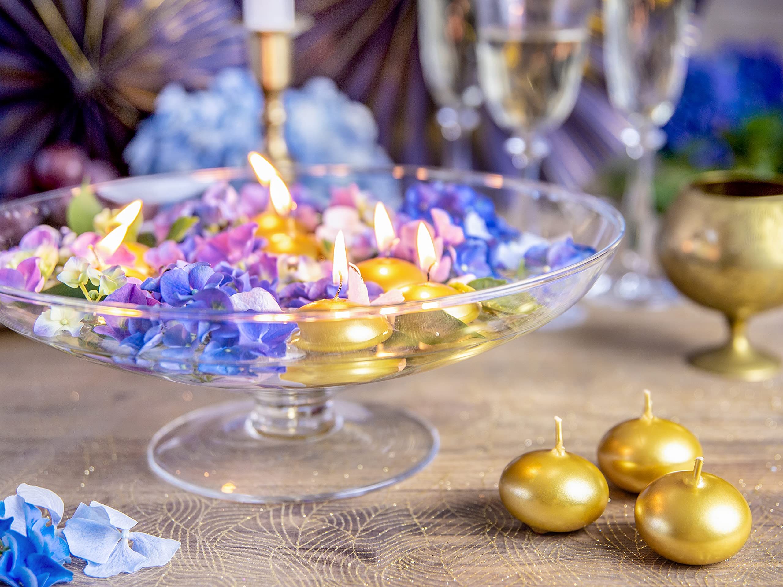 PartyDeco, Candele Galleggianti, per Matrimonio, Cerimonie, 50 unità, Oro