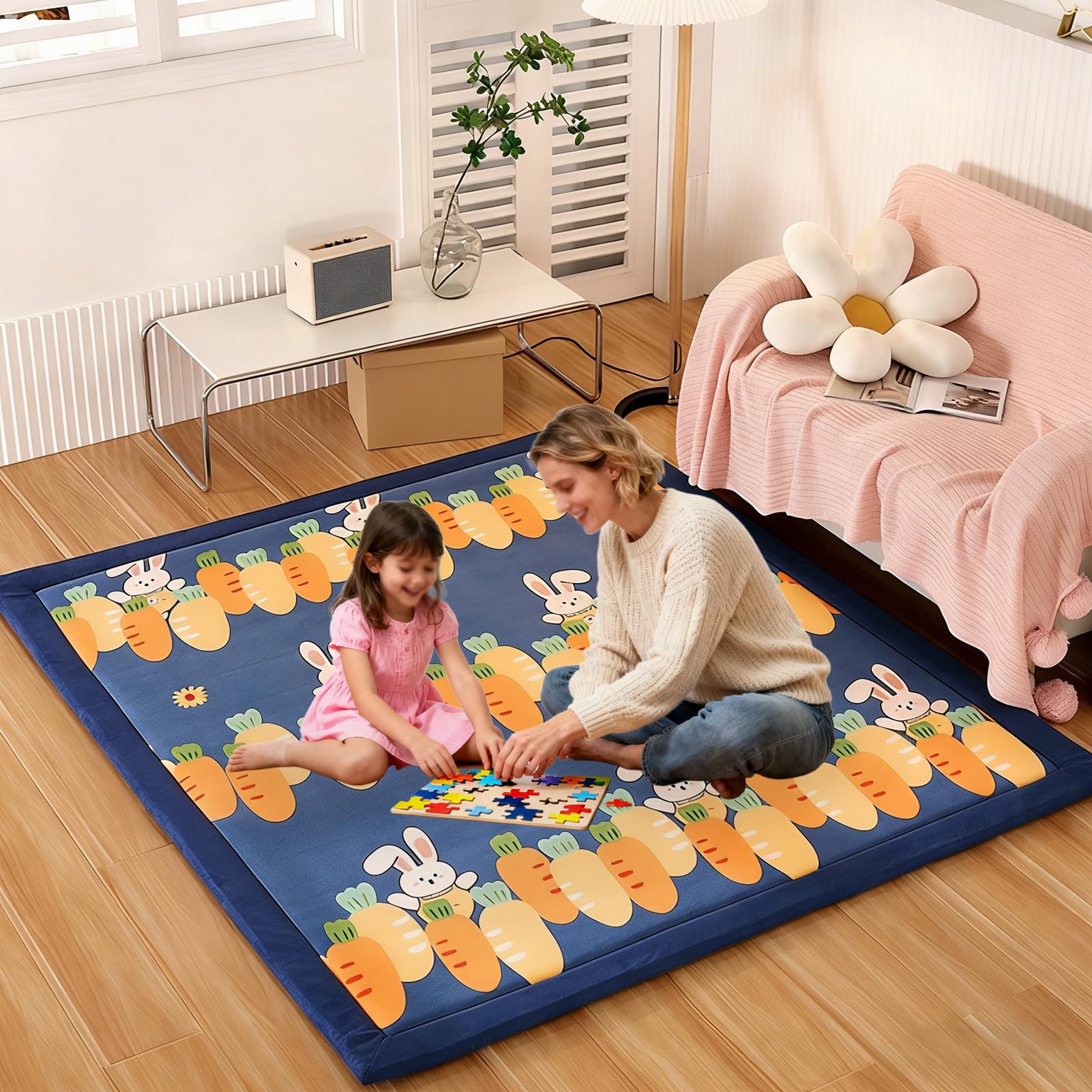 Tapis bébé épais en velours corail antidérapant pour chambre d'enfant 200x350cm