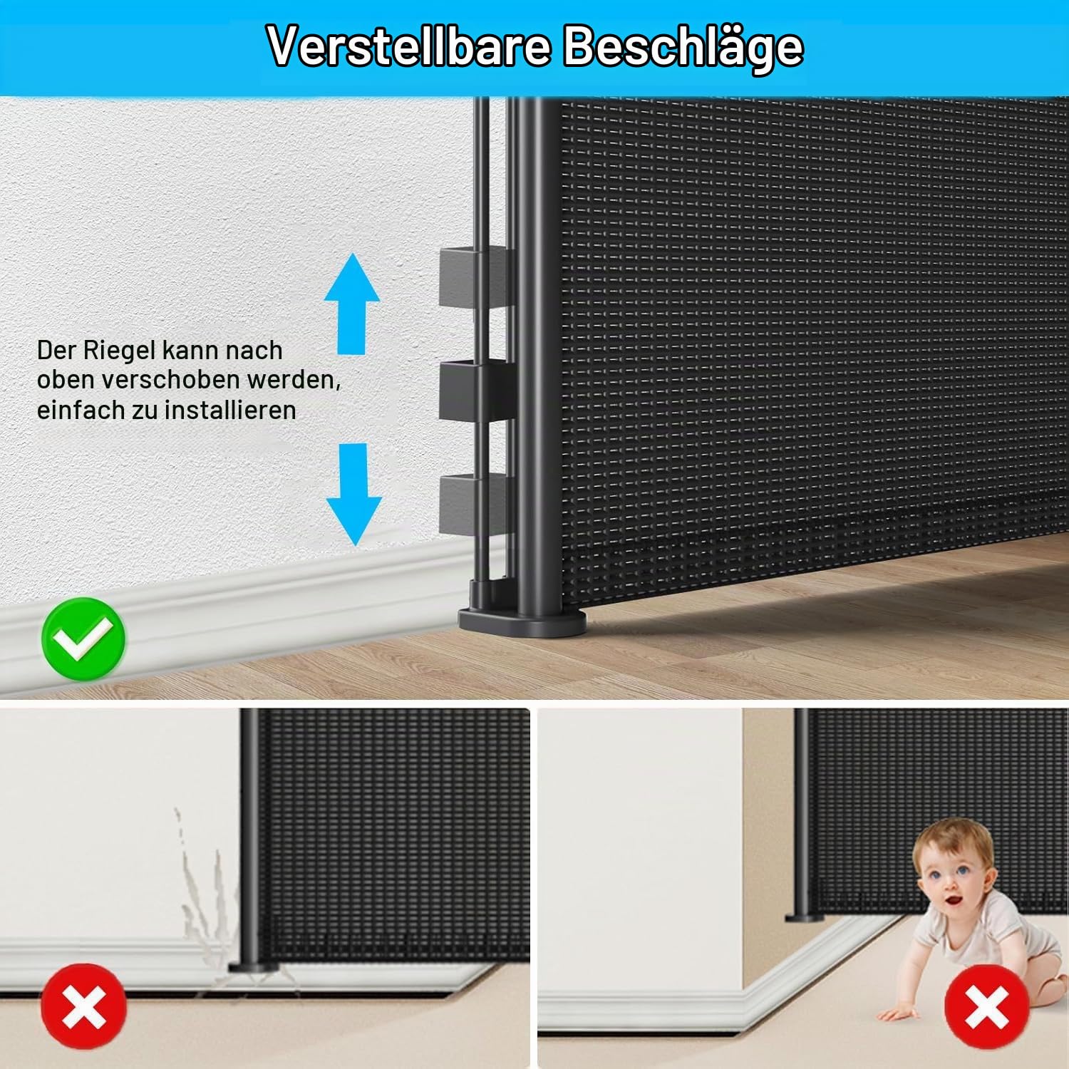 Treppenschutzgitter Ausziehbares Extrabreit Türschutzgitter für Babys, Babygitter & Hundegitter,Ausziehbar bis zu 500 cm, Türschutzgitter für Treppe Türen Korridore Freien