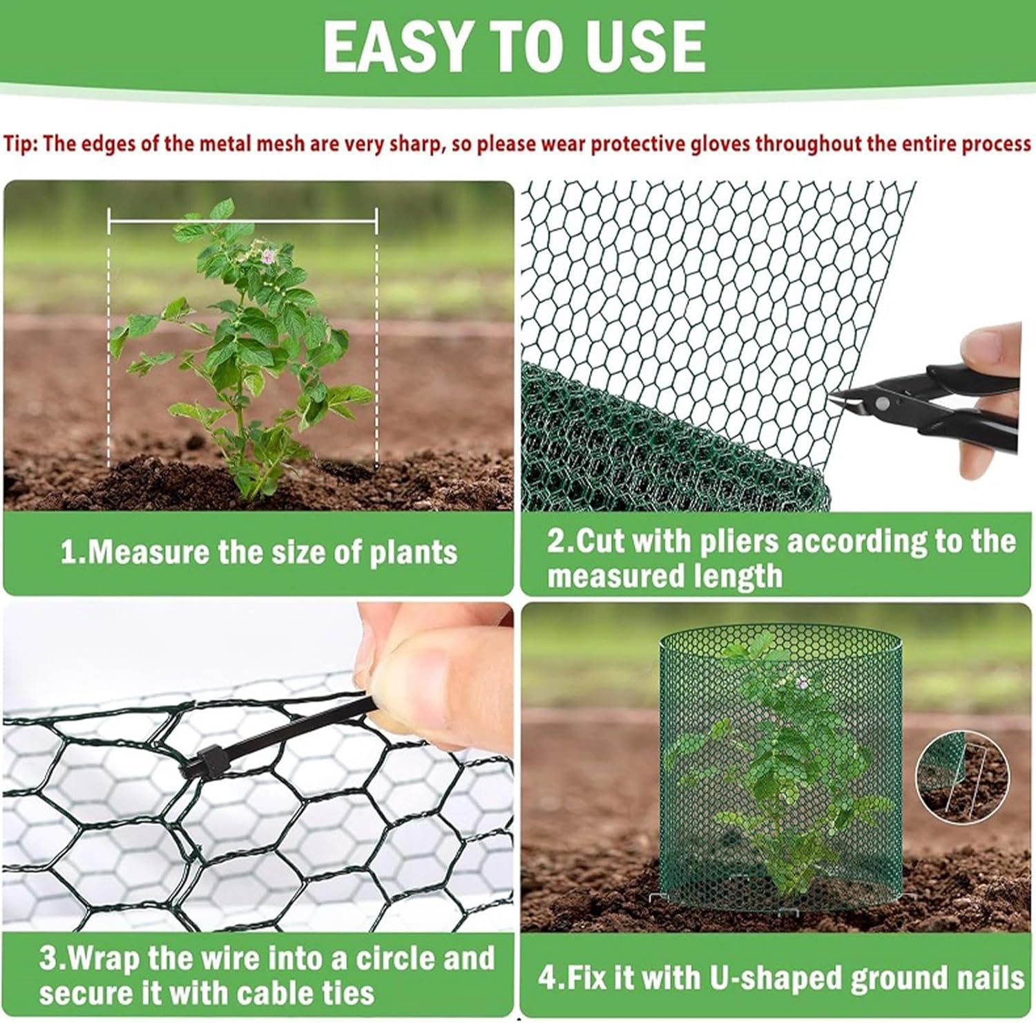 Wire Cages Plant Protector, Garden Netting Cloche Barrier, Chicken Wire Roll Cover for Raised Bed Greenhouse Yard, Outdoor Flower Shield Squirrels Rabbits Indoor Vegetables Porch Deck