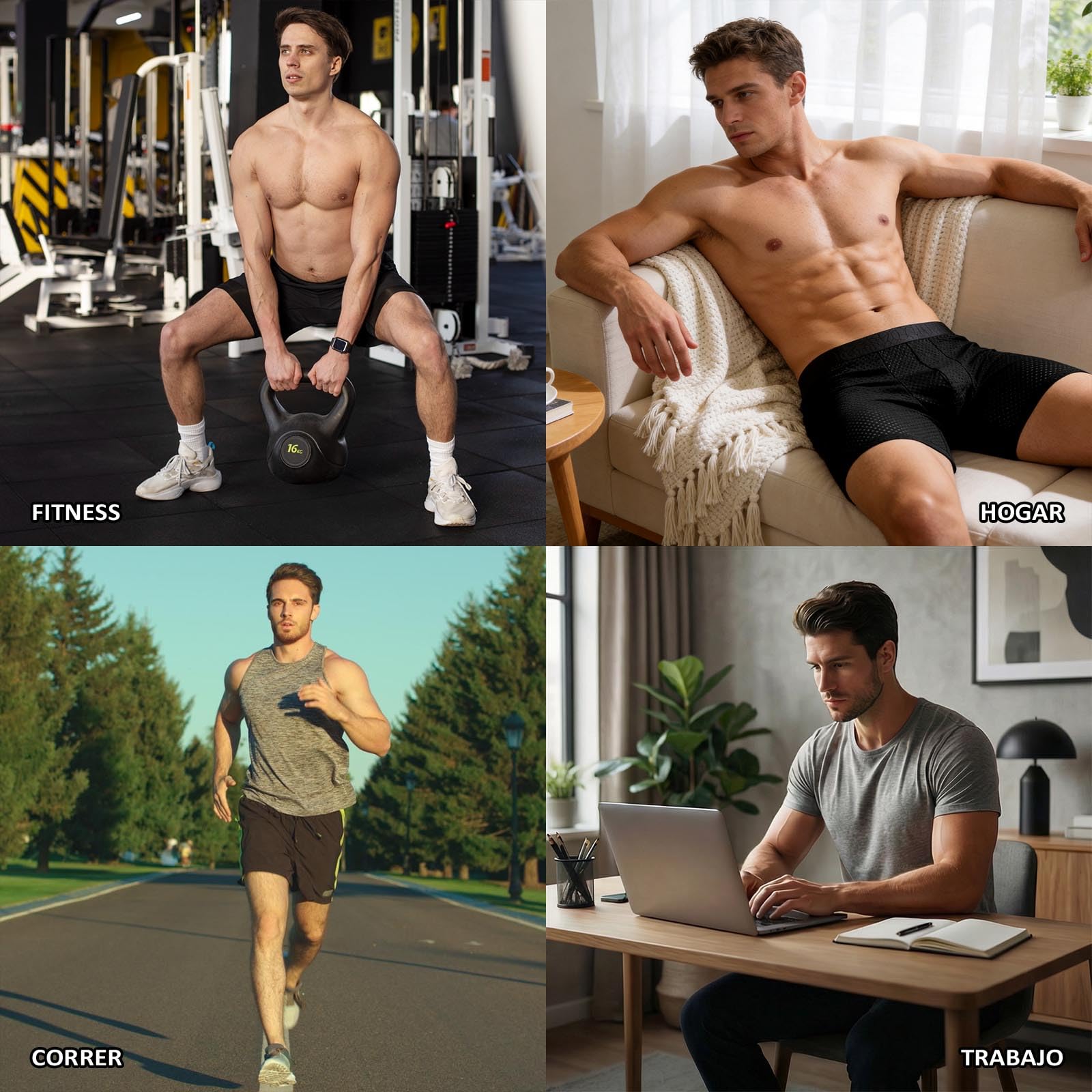 ZAKASA Calzoncillos Hombre Boxer Largos: Ropa Interior Hombres Transpirable Cómoda Sin Etiqueta Anti Rozaduras Verano Casual Deporte Pack de 4