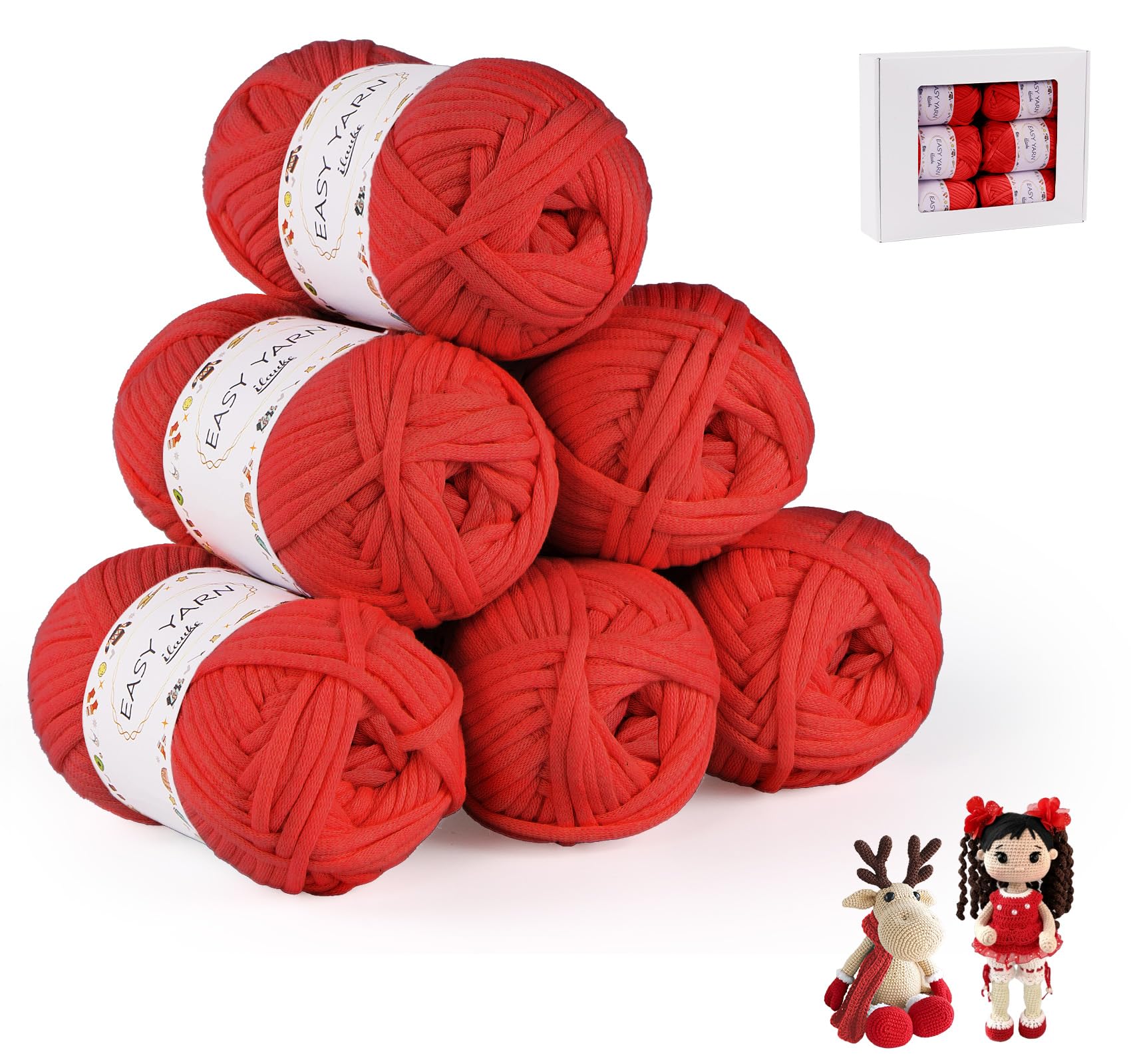 Stück Chunky Häkelgarn für Anfänger 6x50g Dickes Garn Baumwolle