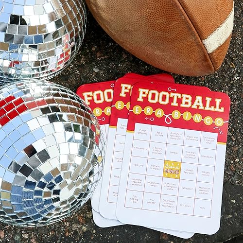 Miniatura 8 de Big Dot of Happiness in My Football Era - Tarjetas de bingo y marcadores - Juego de bingo de fiesta deportiva roja y dorada - Juego de 18