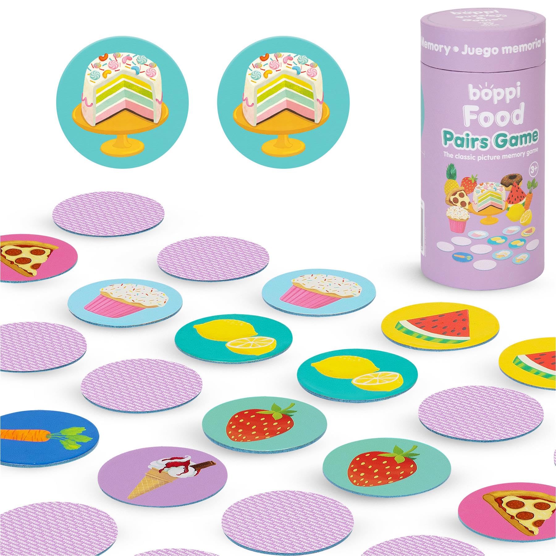 boppi Pairs Memory Matching Game for Children Age 3+ | Food | Educational Montessori Card Game | Learn Food Recognition & Memory Skills | 24 Pairs