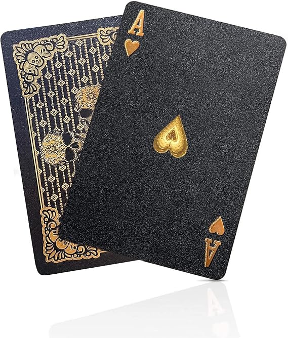 BIERDORF Waterproof Playing Cards - Durable Cool Plastic Deck of Cards - Standard Index Professional Poker Cards - Vintage Casino Card Themed Games for Family or Adults - 4 Pack of Black Diamond Style