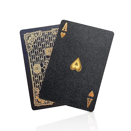 BIERDORF Diamond Waterproof Black Playing Cards, Poker Cards, HD, Deck of Cards (Gold Skull) - Gold