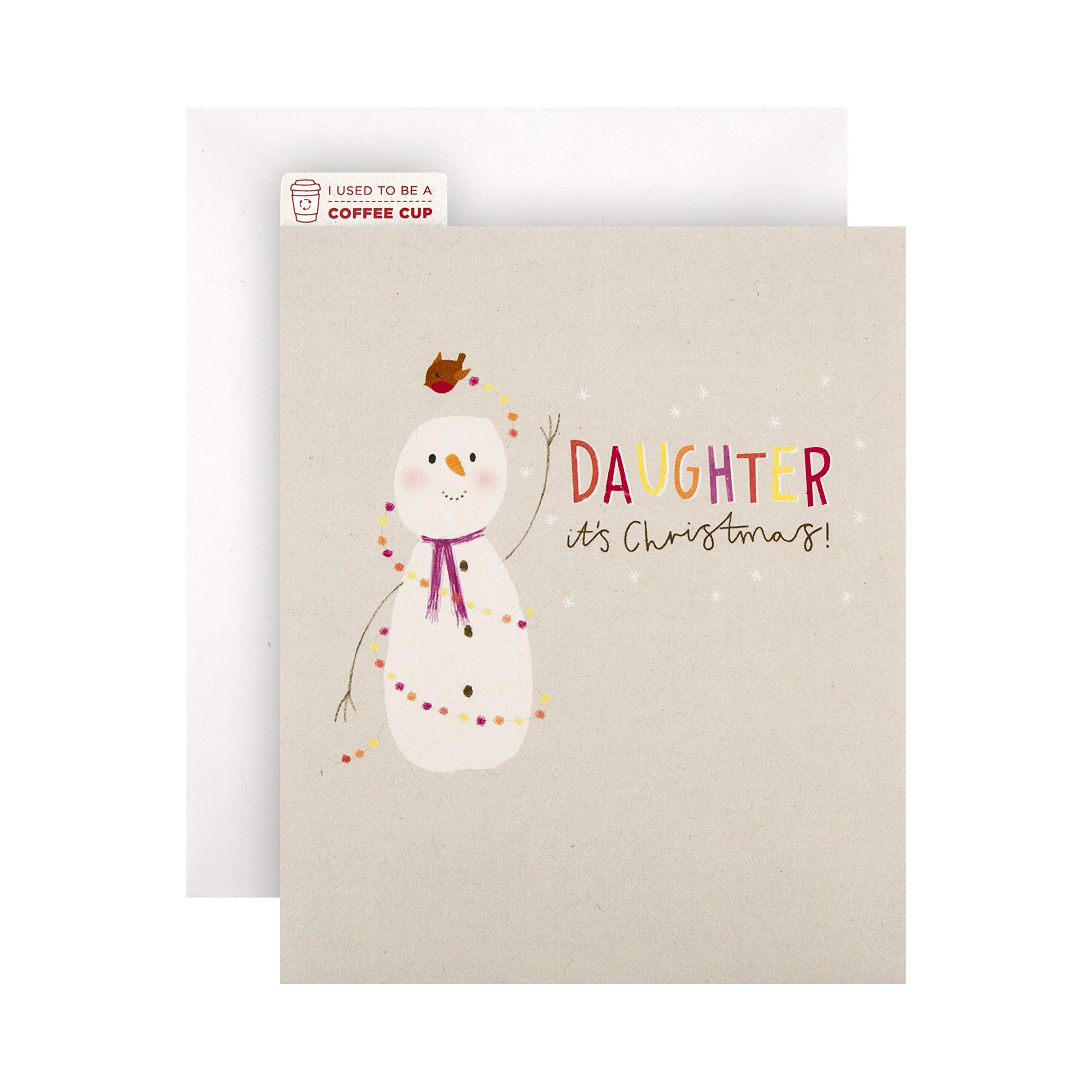Hallmark Croppers CupCycled Christmas Card for Daughter - Cute Snowman Design