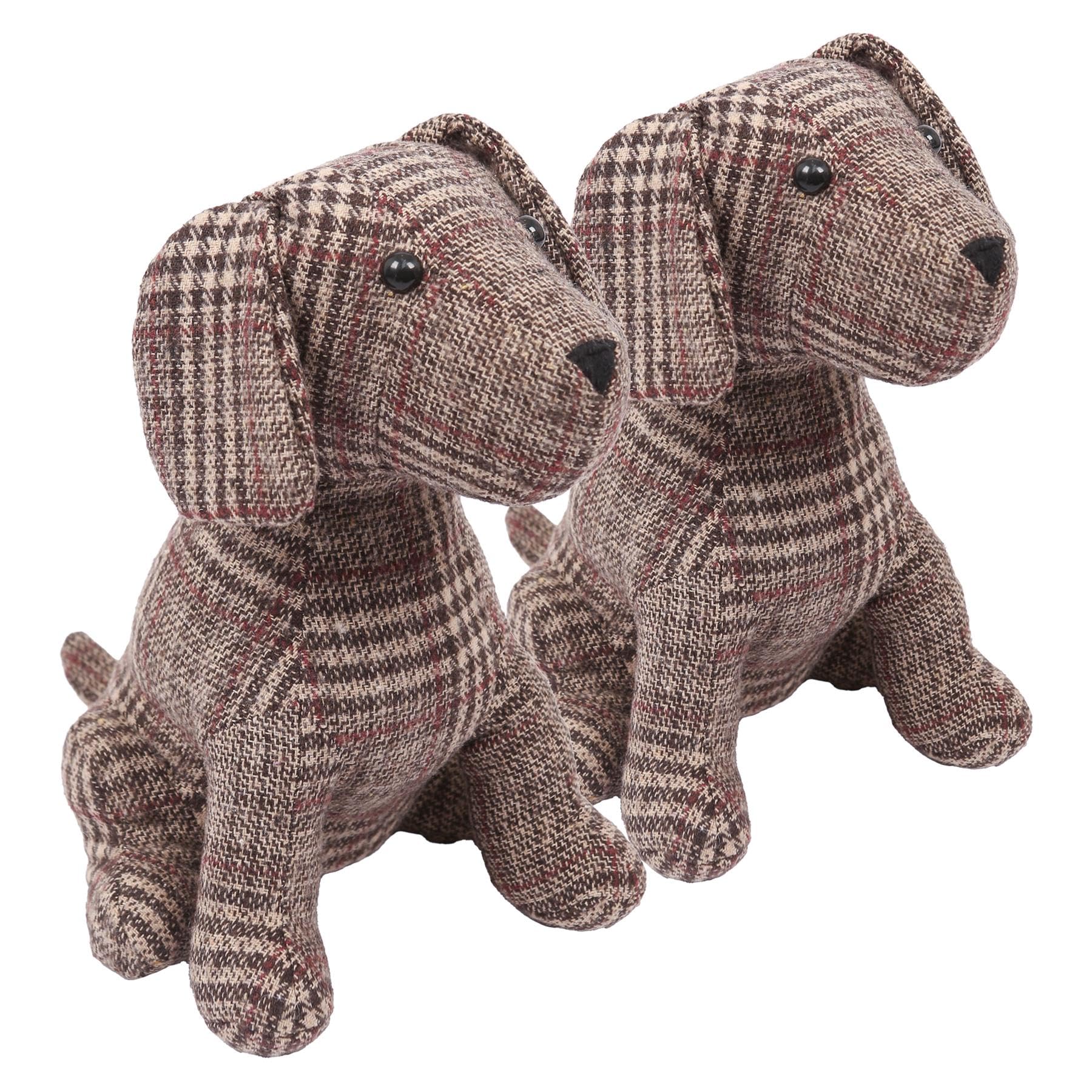 Nicola Spring Milo The Dog Door Stops - 19 x 26.5cm - Brown - Pack of 2 - Indoor Vintage Interior Decorative Animal Weighted Door Stopper for Home, Office Doors