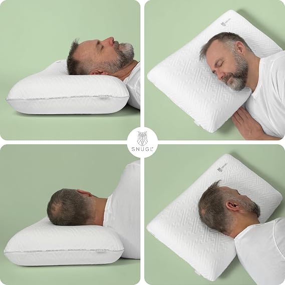 SNUGL Classic Memory Foam Pillow for Neck and Shoulder Pain | Orthopedic Pillow | Side Sleeper Pillows Neck Support | Hypoallergenic Bed Pillows with Visco-Elastic Memory Foam (Large)