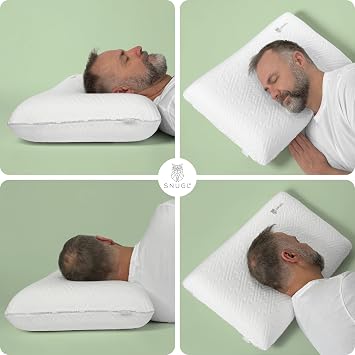 SNUGL Classic Memory Foam Pillow for Neck and Shoulder Pain | Orthopedic Pillow | Side Sleeper Pillows Neck Support | Hypoallergenic Bed Pillows with Visco-Elastic Memory Foam (Large)