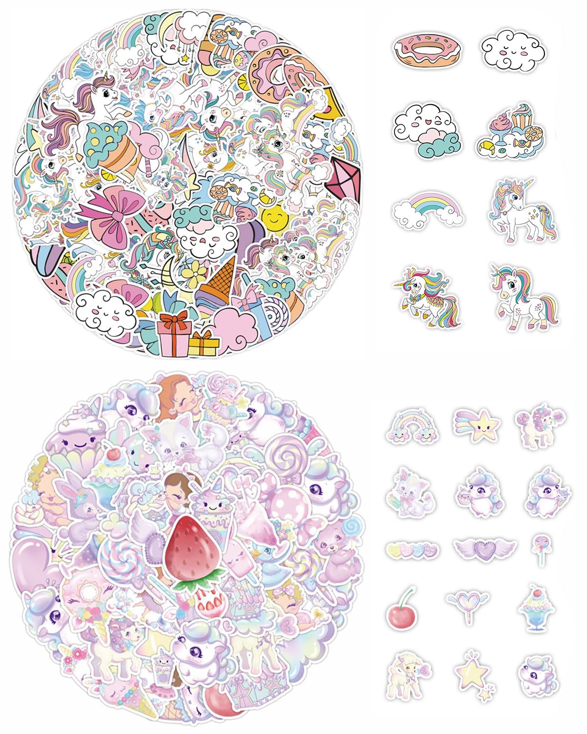 Pack De 50 Pegatinas Impermeables De Unicornio | Lindos Diseños Para Botellas, Portátiles Y Maletas