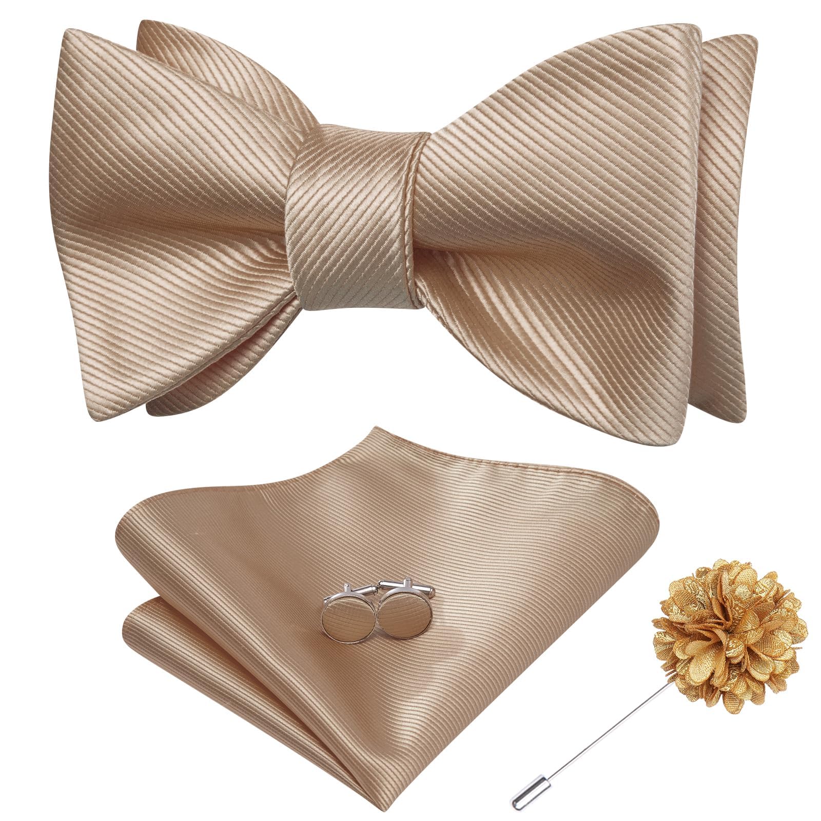 Dubulle Self Tie Bow Ties for Men Silk Paisley Bowtie Lapel Pin Set