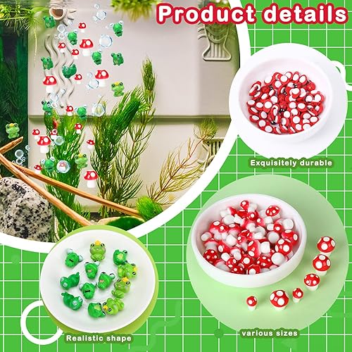 Miniatura 3 de 130 piezas de mini hongos, rana, pequeña mariquita, mini hongos rojos, decoración de tartas, figuras en miniatura, setas de jardín, setas de rana,