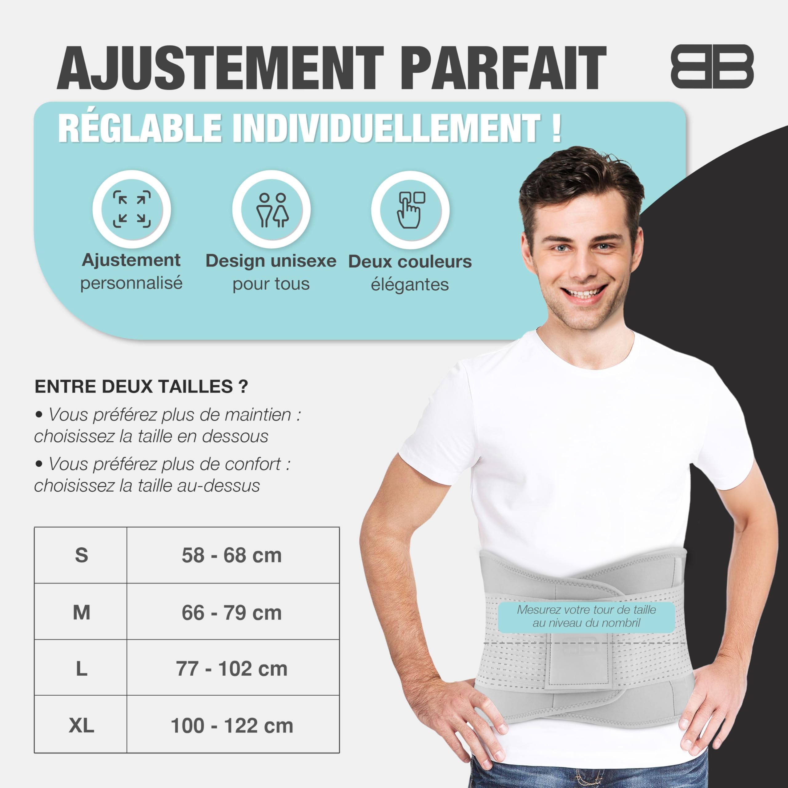 BACK BODYGUARD ceinture lombaire femme et ceinture lombaire homme - ceinture dorsale - ceinture de soutien du dos - soulagement des lombaires inférieurs