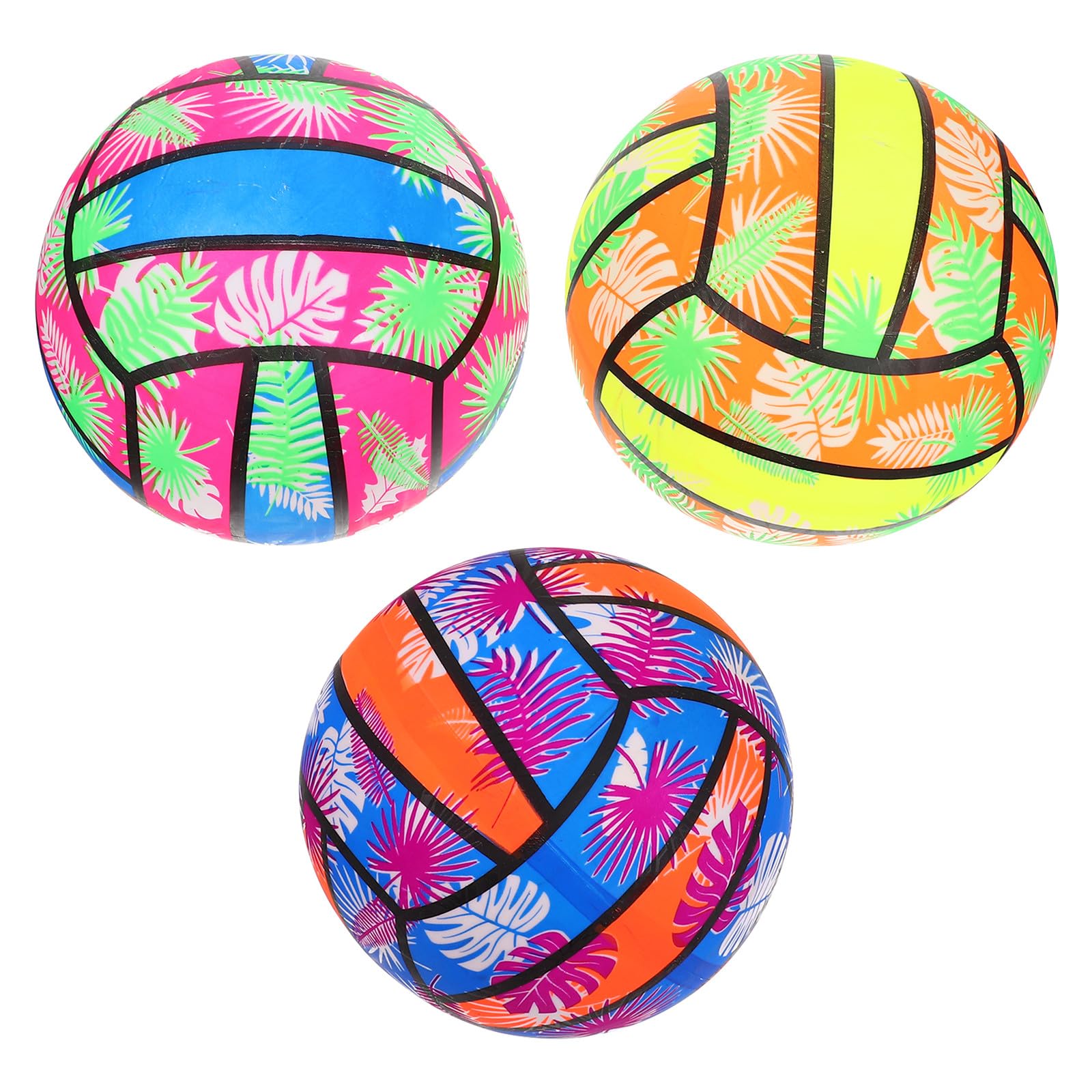 SEWACC 3-Pack Inflatable Volleyballs - 8. 65 Inch Colorful PVC Beach Pool Balls Water Sport Balls for Kids, Random Colors