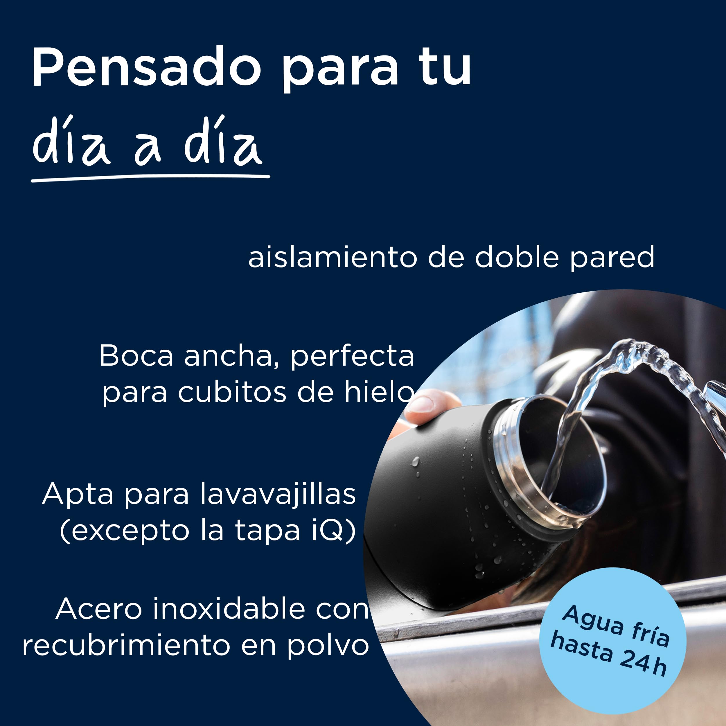 BRITA LARQ iQ Botella filtrante Blanco 680 ml con seguimiento inteligente de hidratación, filtro de carbón activado y autolimpieza UV‑C