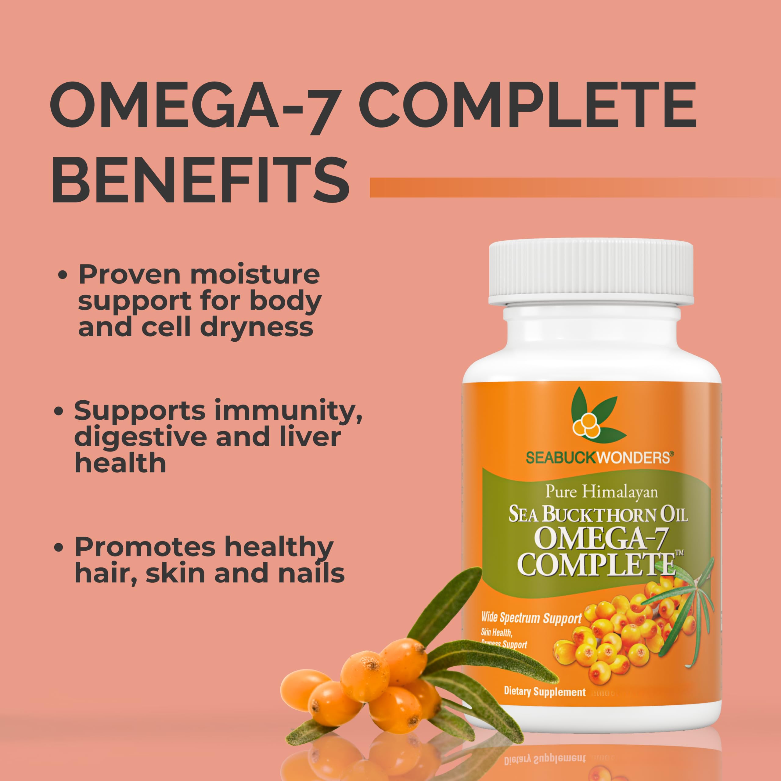 SeabuckWonders Organic Sea Buckthorn Oil, Omega-7 Complete, 180 Softgels — Amazon image 2