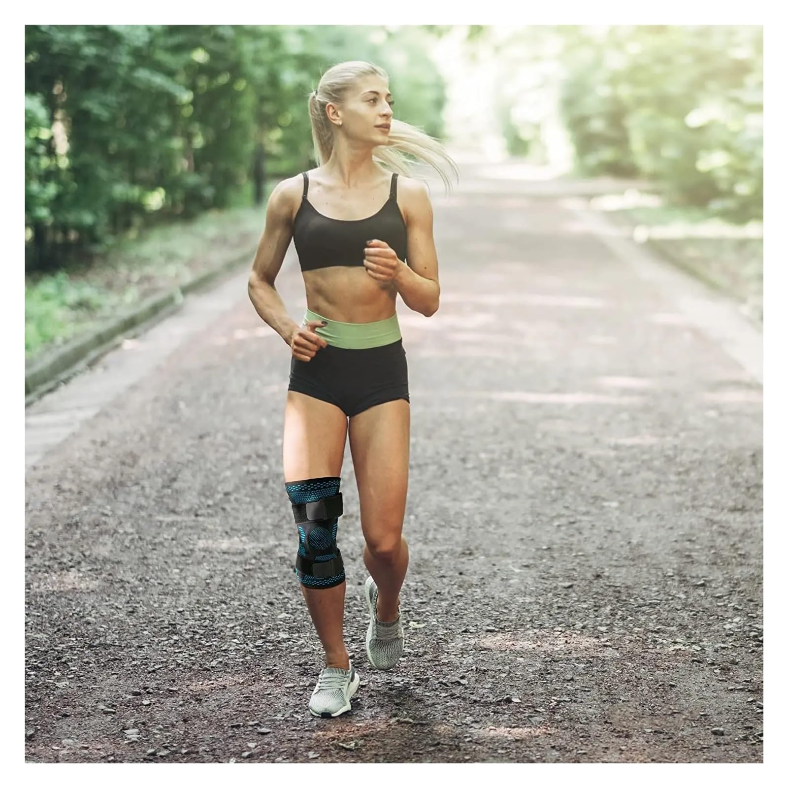 Genouillère Genouillères de Sport for Genou, 1 pièce, avec stabilisateurs latéraux, Manchon de Compression(Black,M)