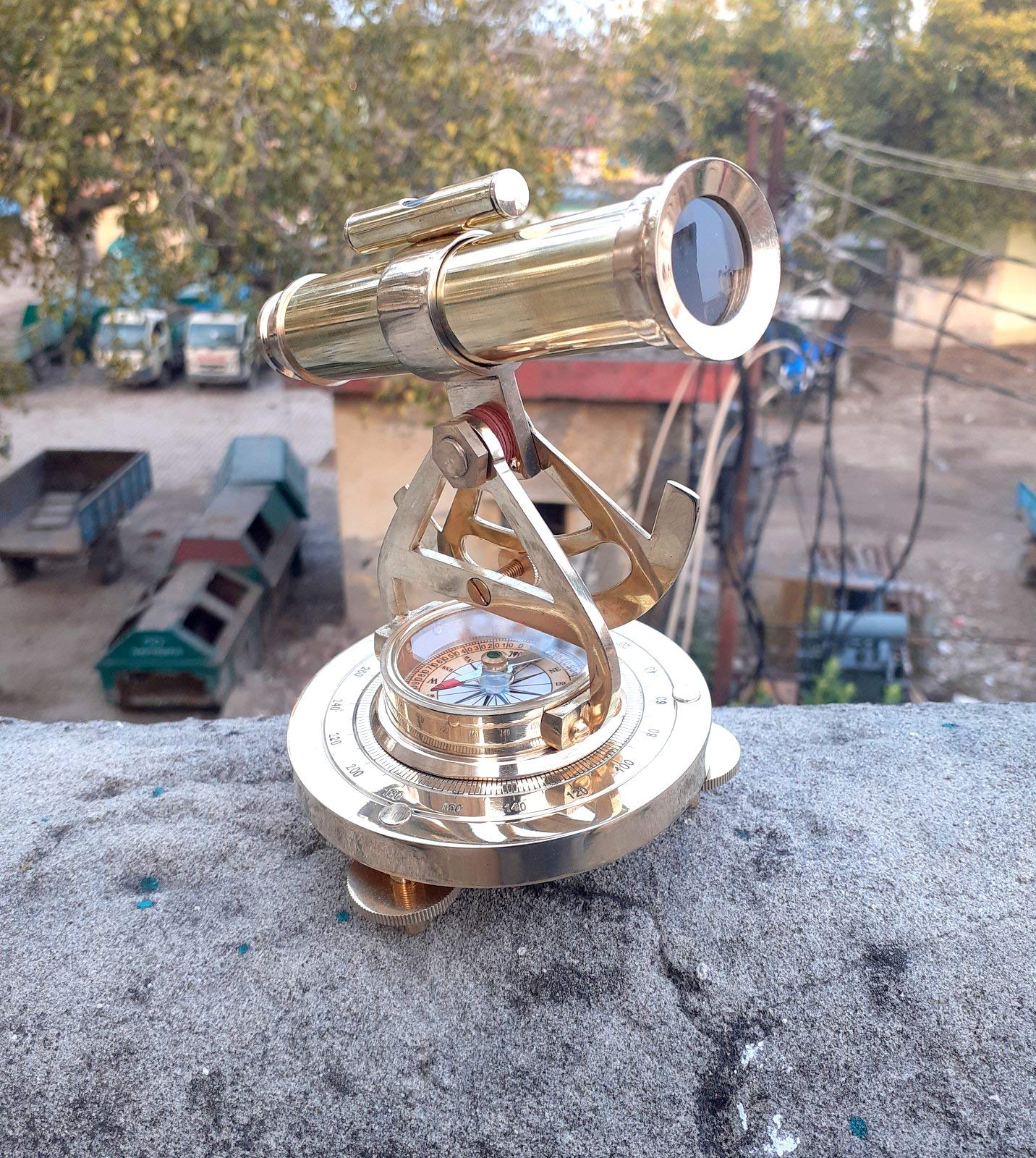 Alidate antique 15cm télescope fonctionnel niveau surface boussole