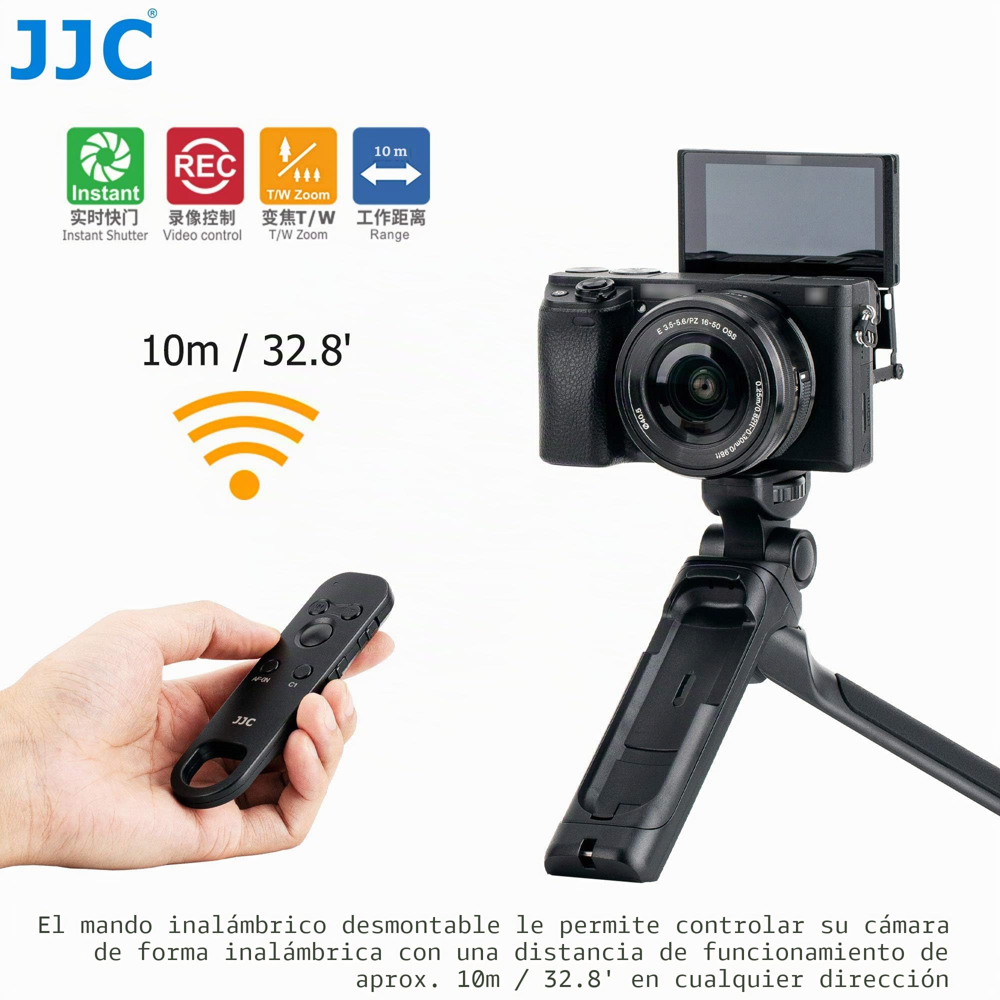 JJC Estabilizador para Cámaras Agarre con Mando a Distancia Selfies Vloger Compatible con Sony ZV-E10 ZV-1 ZV-1F A6600 A6400 A6100 A7C A7SIII A7III A7RIII A7RIV A7RV RX0II RX100VII Sustituye GP-VPT2BT | Para Sony ZV-E1 ZV-E10 ZV-1 ZV-1F RX1R III A6100 RX1