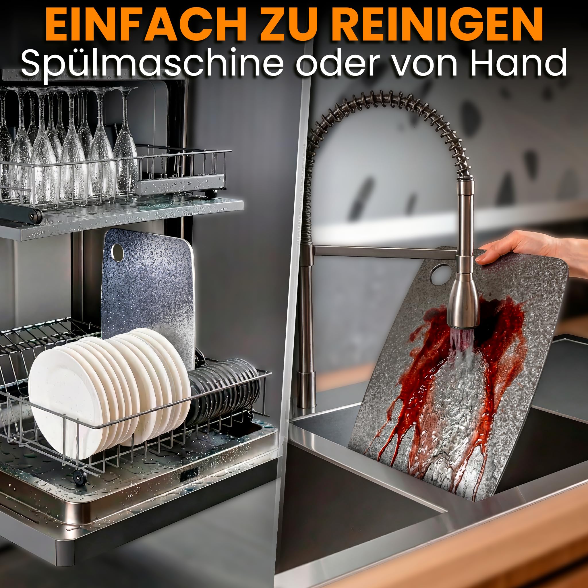 Titan Schneidebrett 100% Reintitan 40x30cm – Schneidebrett Titan Doppelseitig & Antibakteriell – Titan-Schneidebrett cm Ultrarobust, Hygienisch – Schneidebretter Titan Küche