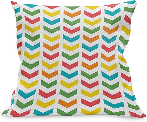 Ambesonne Arrow Throw Pillow Cushion Case, Illustration of Colorful Repetitive Arrows Pointing Downwards on a Plain Background, Decorative Square