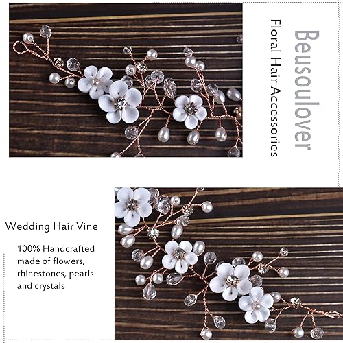 Miniatura 4 de Accesorios para el cabello de boda, accesorios para el cabello para novias y damas de honor, diadema de cristal de vid floral para novia con