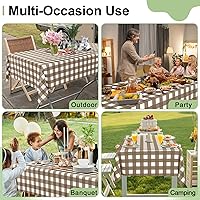 Vista 76 de Smiry Paquete de 10 Manteles Desechables de Cuadros Vichy Azules - 54" x 108" Mantel de Plástico de Servicio Pesado, Cubiertas de Mesa Impermeables