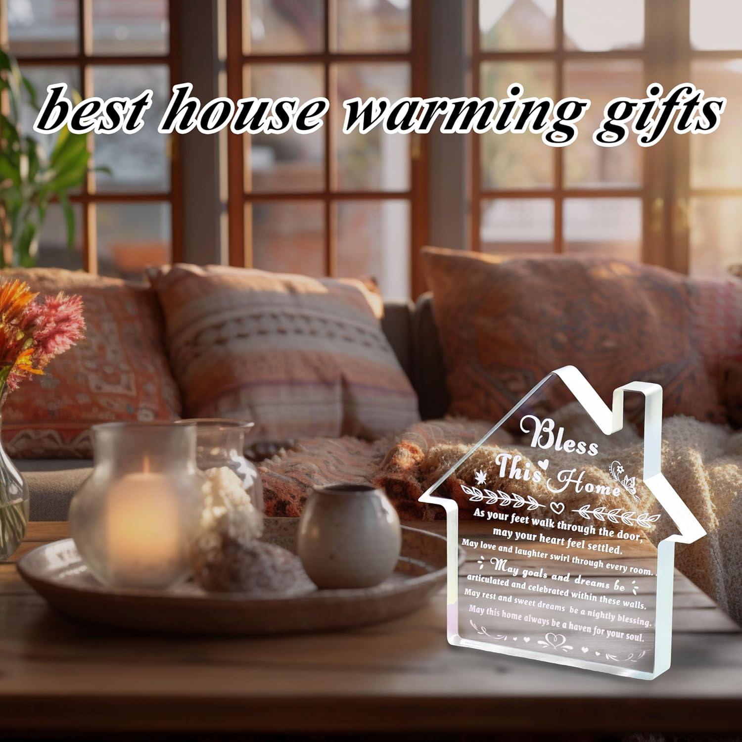 House Warming Gifts New Home Crystal Bless This Homes Plaque Best Housewarming Gift New House Ideas for Women Men Couple Friend Welcome To The Family