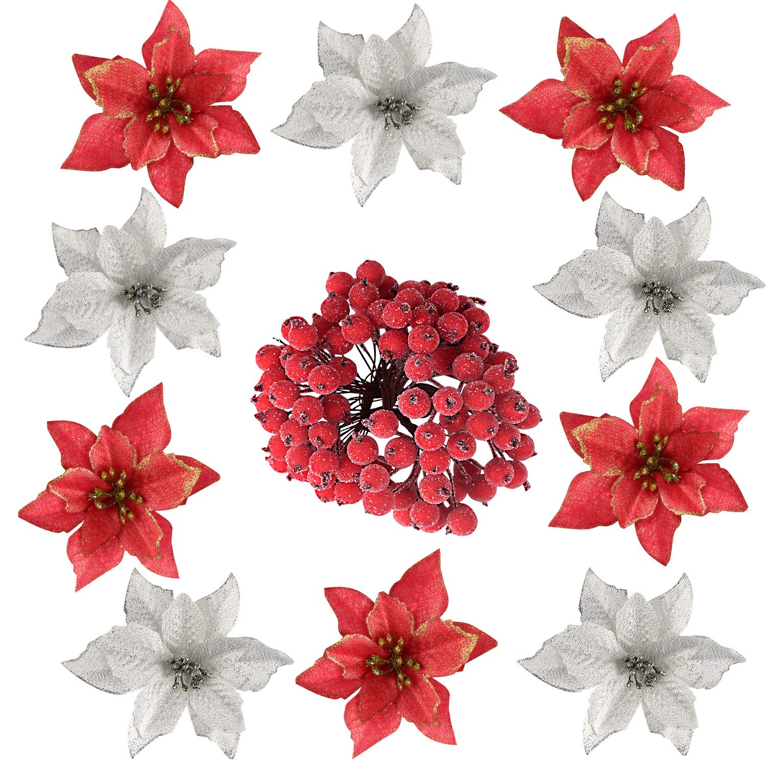 Artificial White Poinsettia Plants Decor For You
