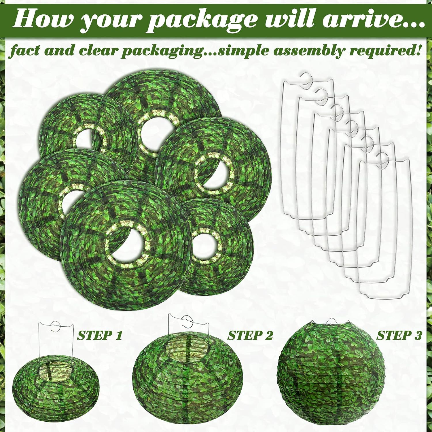 ROCEEI 9 Pcs Boxwood Hanging Paper Lanterns Back to School Hanging Decorations First Day of School Round Green Paper Lanterns for Celebrating Welcome Back to Classroom Supplies, 8, 10, 12 Inches