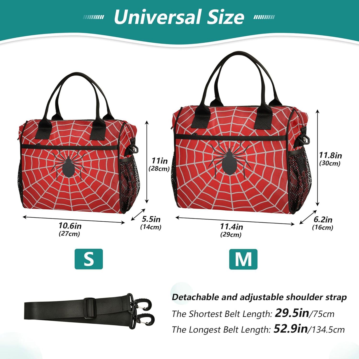 Halloween Spider Web Red Lunch Bag Reusable Lunch Tote Bags Insulated Cooler Lunch Box Food Container for Men Women Adults