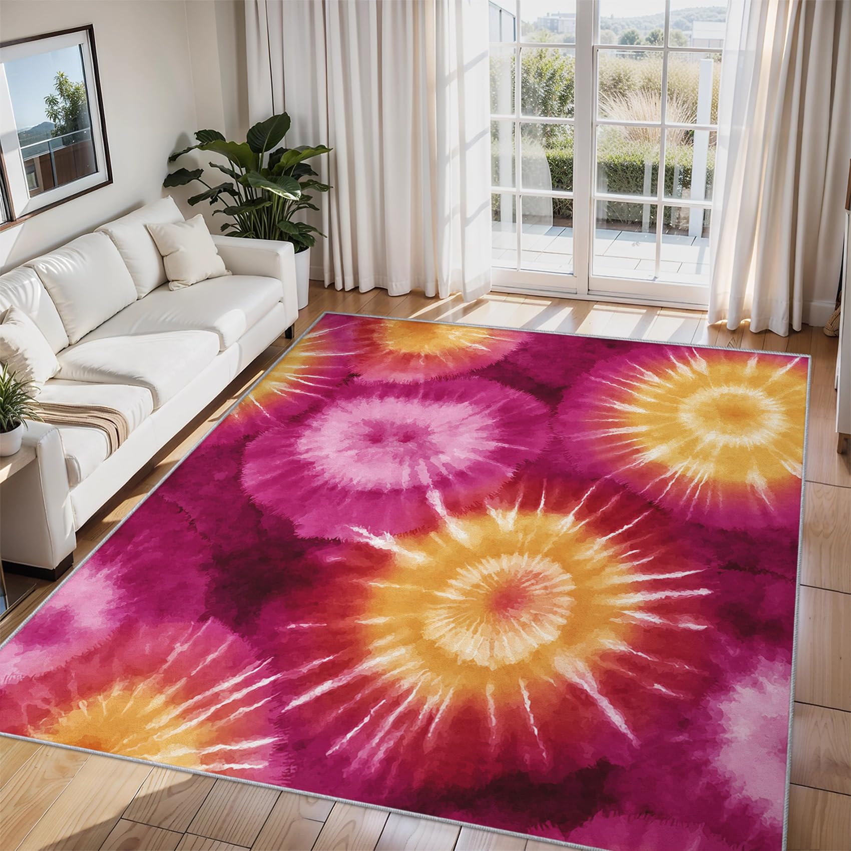 Grand tapis salon 240x340 tie dye tapis psychédélique chambre