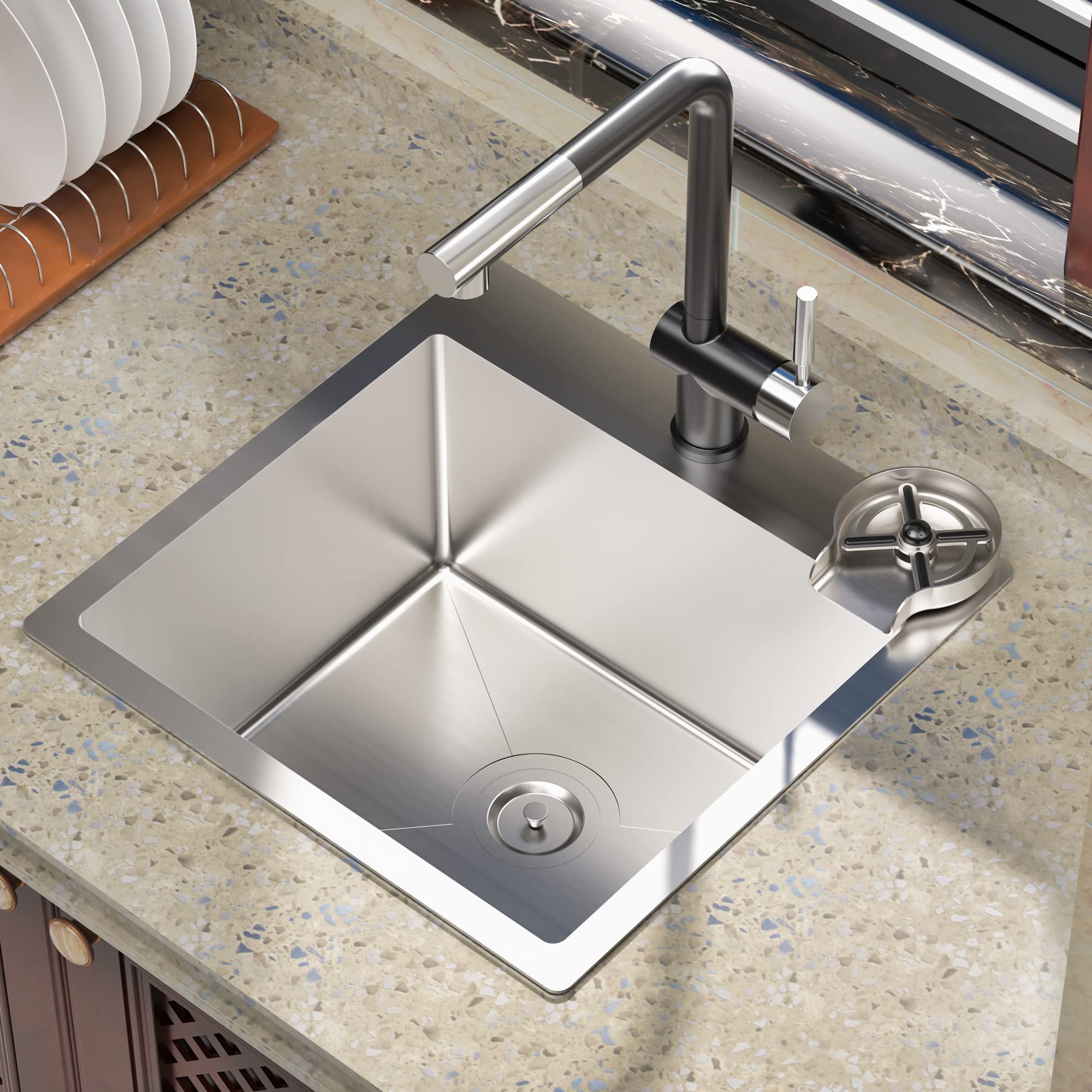 TORVA 18Inch Dropin Kitchen Sink with 304 stainless steel Sink Glass