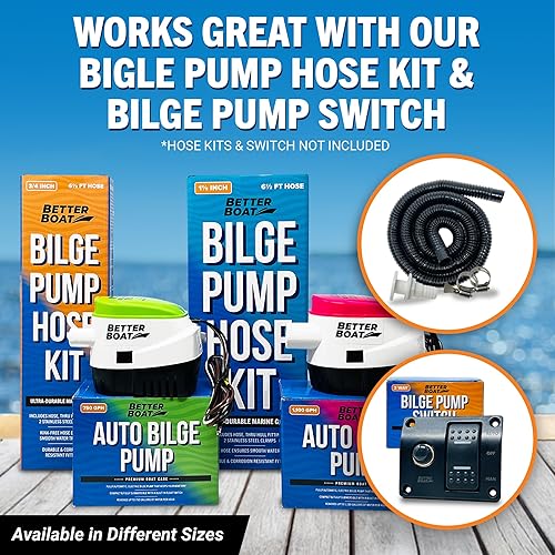 Miniatura 5 de Bombas de sentina automáticas para barcos, bomba de sentina automática de 1100 GPH para barco con interruptor de flotador, bote bajo integrado de 12