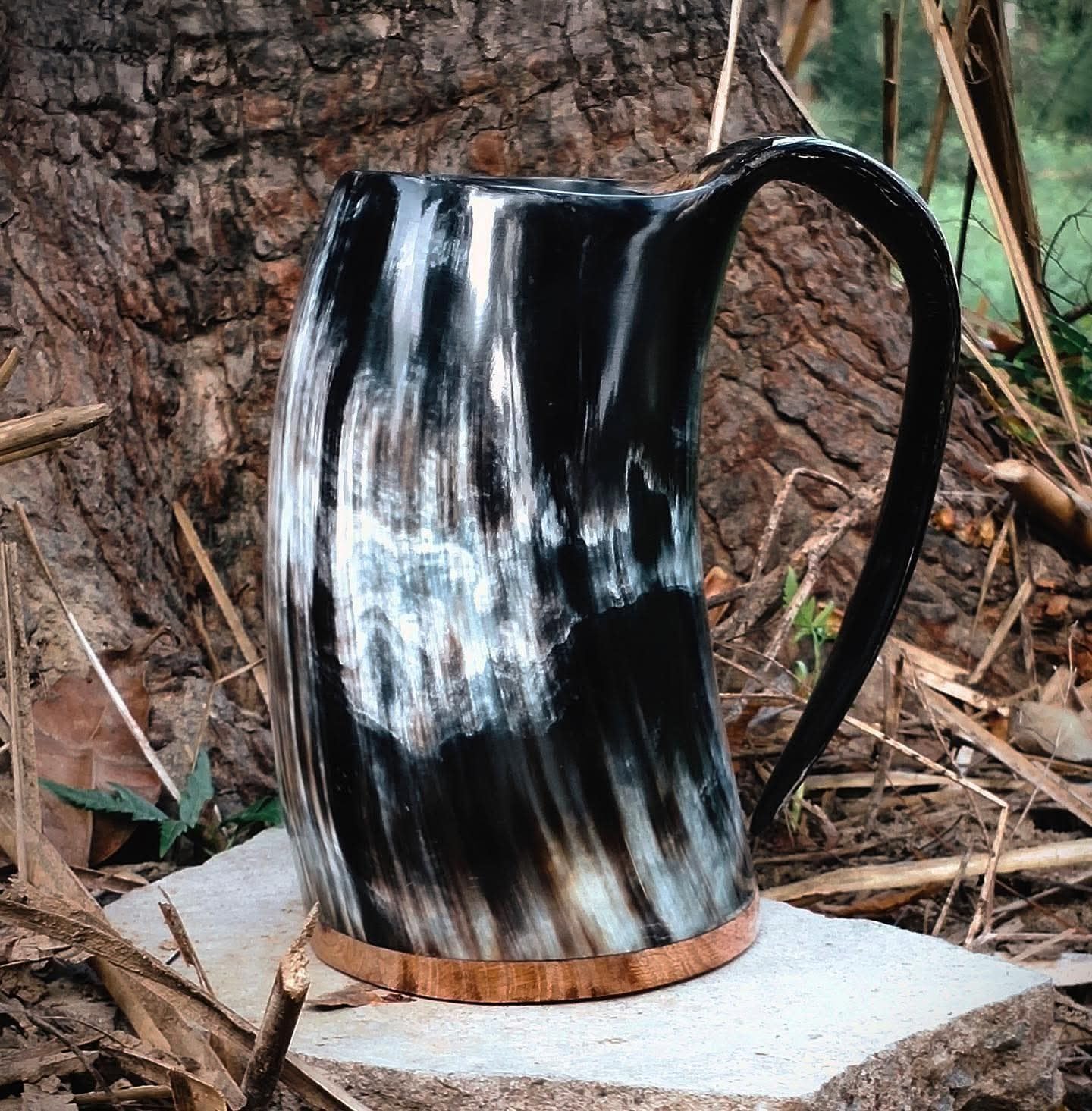 Viking Drinking Horn Mug, Unique Gifts for Men Natural Ox Horn Mug Handcrafted Tankard size 6 inch capacity 18 oz