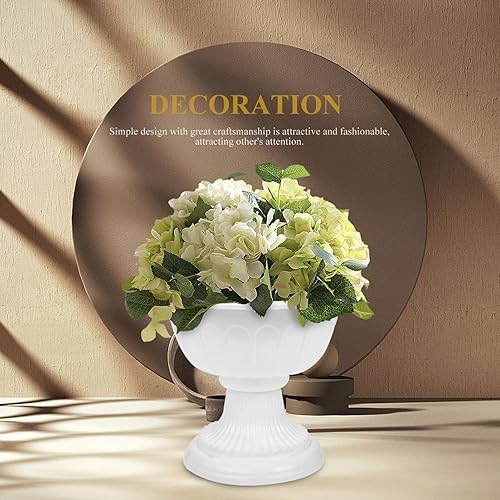 Miniatura 6 de Cabilock Maceta clásica tradicional de 4 piezas, maceta de urna blanca, soporte desmontable para jardín, suculentas, contenedor frontal para porche,