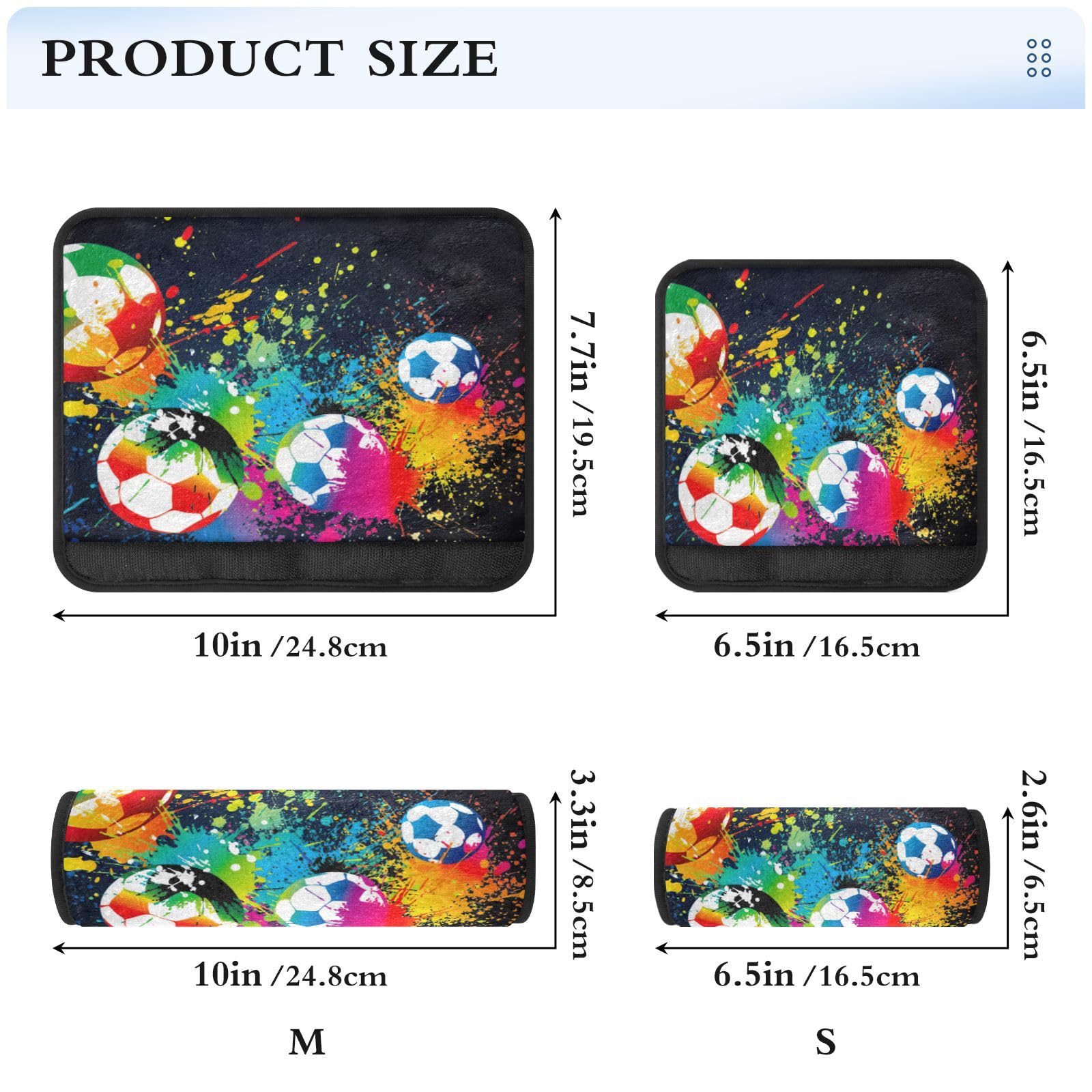 Lot De 2 Housses De Ceinture De Sécurité Motifs Ballons De Football - Taille S Et M, Doublure Polaire, Bande Velcro | Pour Adultes Et Enfants, Voiture, Sac à Dos