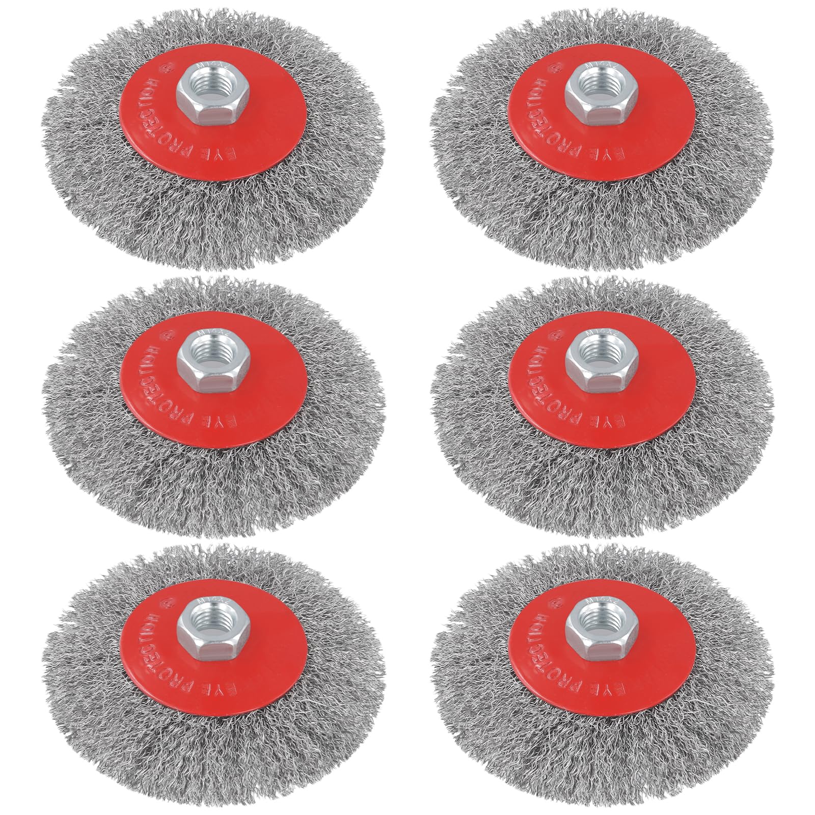 DAKFOOK 6 Pack 115mm Professional Steel Wire Brush Set for Angle Grinders, Heavy Duty Angle Grinder Wheel Brush Rust Removal Tool with Reinforced Hub for Weld Cleaning, Paint Stripping