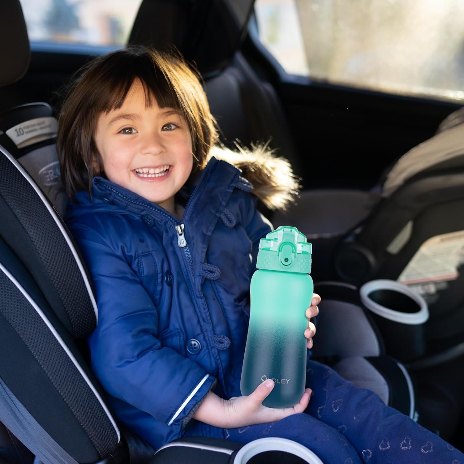 Oldley Insulated Water Bottle 12oz Kids Water Bottles with Straw, Stainless Steel Water Bottle with 2 Lids,Double Wall Vacuum Bottle, Leak-Proof Sport Bottles for School Travel, Caribbean Blue - Image 6