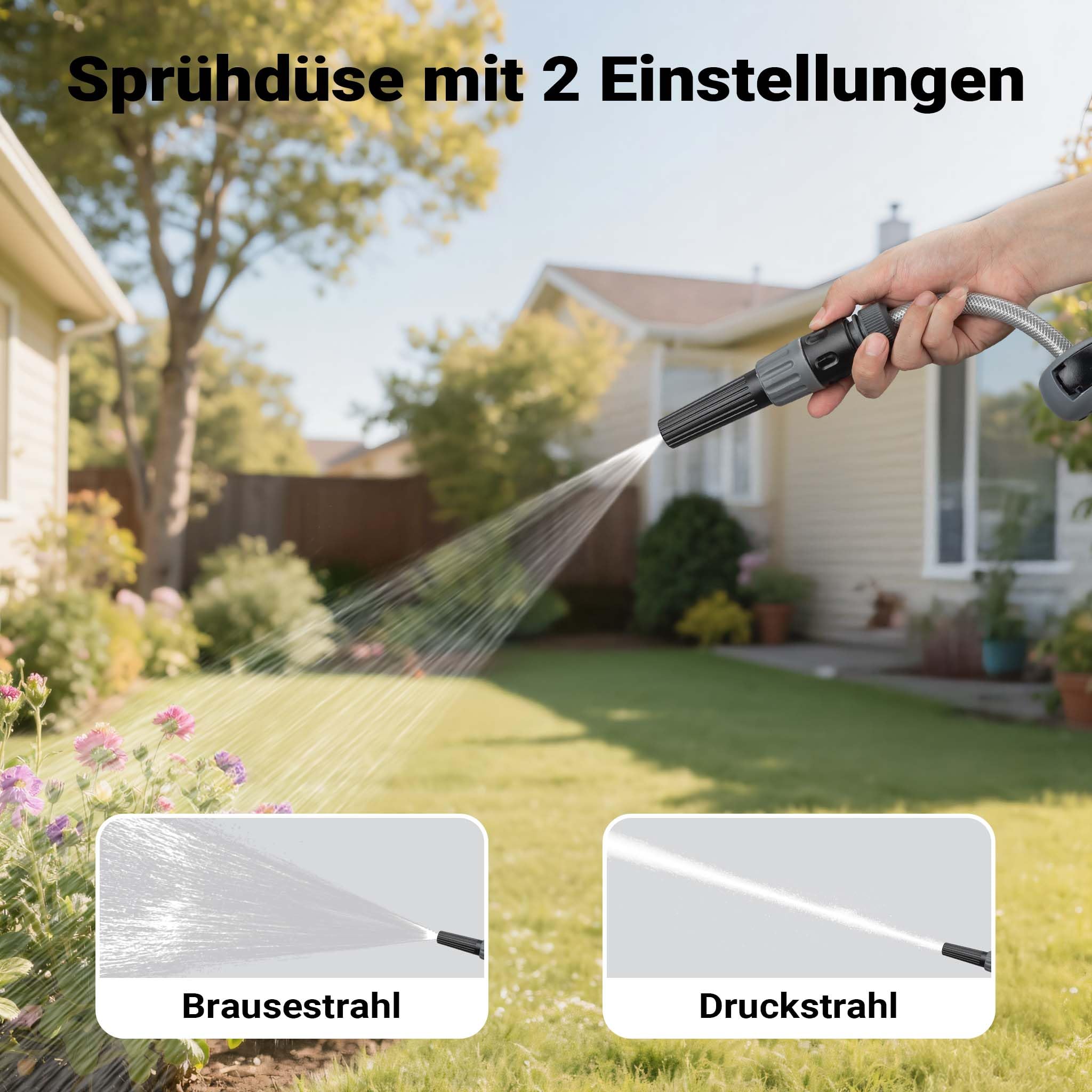 XPOtool Schlauchtrommel, Wand Schlauchbox mit Aufroll-Automatik und 20m Wasserschlauch, Gartenbewässerung