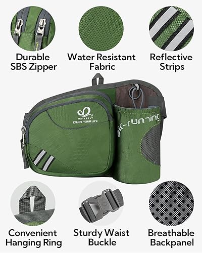 Miniatura 5 de Waterfly - Cangurera de senderismo con soporte para botella de agua para hombres y mujeres, para correr y pasear al perro, para iPhone 8 Plus, Verde