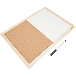 Placas De Corcho Blanco Para Techos Bi-Office Budget - Pizarra Combinada de Doble Uso Blanca y Corcho, Marco de Pino, 40 x 30 cm